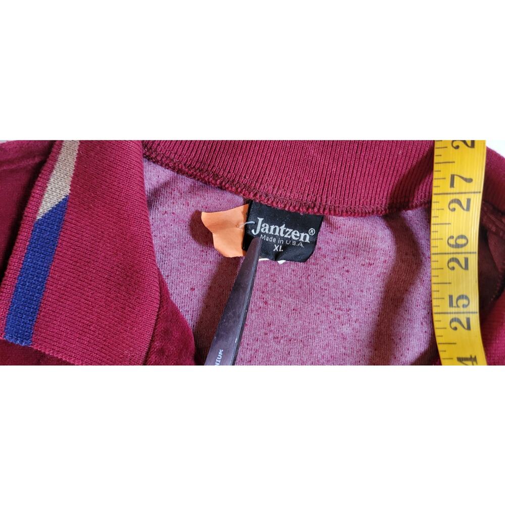Vtg Jantzen Men's Track Jacket XL USA Bomber Colorblock Velour 80s 90s Hip Hop - Picture 5 of 8